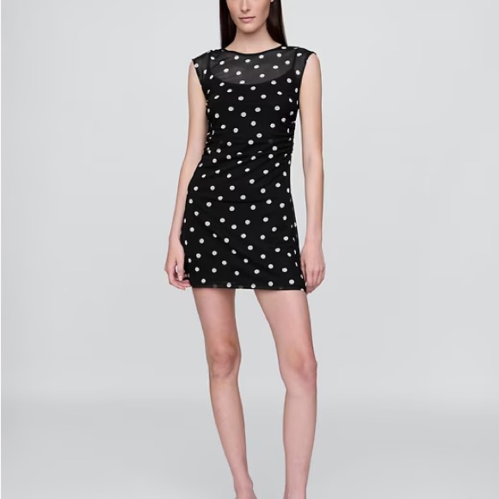 NWT Gap - Polka Dot Mesh Mini Black Dress